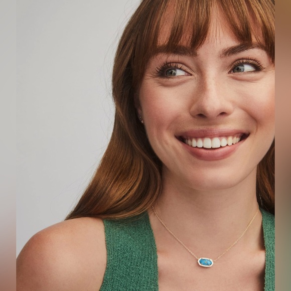 🩵 Kendra Scott Elisa Necklace in Gold Bronze Veined Lapis Turquoise Magnesite - Picture 6 of 6